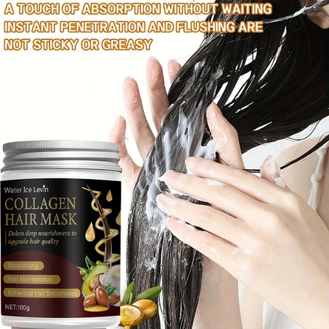 Water Ice Levin Collagen Hair Mask – Shea Butter, Olive Oil, Coconut Oil Deep Nourishment, Moisturizing, Enhanced Smoothness.