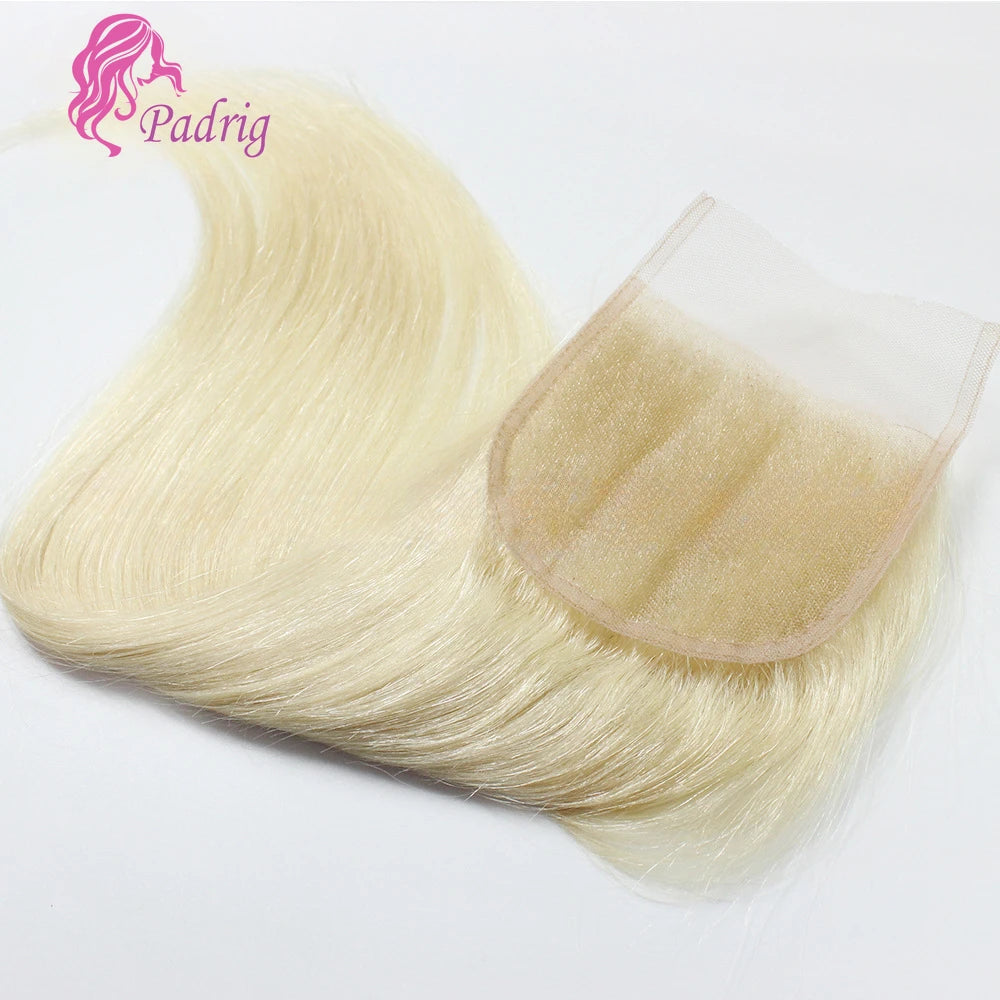 10-22 Inch 613 Blonde Straight Human Hair Lace Closure 4x4 Transparent Lace 150% Density Full End Brazilian Virgin Hair