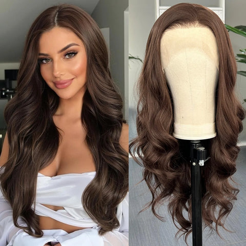 Platinum Blonde Long Wavy Synthetic Wig Free Part Loose Wave Natural Curly 13X4 Lace Front Wigs for Women Daily Party Cosplay