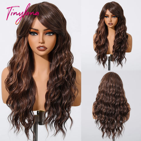 Long Curly Green Wave Synthetic Wigs with Bangs for Women Christmas Grass Green Cosplay Wigs Daily Natural Hair Heat Resistant