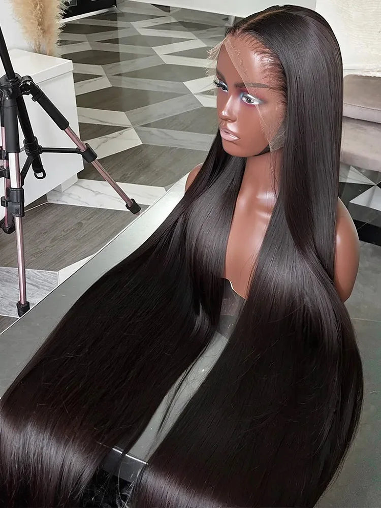 250 Density Straight 13x6 HD Black Lace Frontal Wigs 5x5 Glueless 30 40 Inch 13x4 Lace Front Human Hair Wig Bone Closure Wear Go