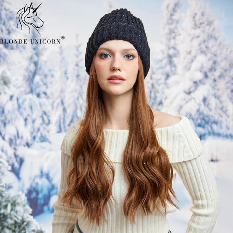 Blonde Unicorn Hat wigs Cap with Hair Hat Wig Blonde Wavey Wig Separable Synthetic Hair Women Daily Party High Temperature