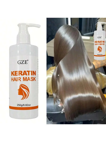 GZE Keratin Hair Mask Split Ends Reduction Frizz Control Hydration Moisturizing Heat Protection Anti-Breakage Anti-Frizz