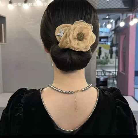 Elegant Pearl Flower Bun Maker Korean Sponge Easy Big Ring Former Hair Styling Tools Accessories for Girls Hair Donut Braide