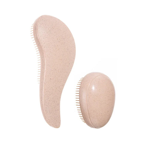 2pcs Magic Detanglng Hair Brush Set Scalp Massage Egg Shaped Wheat Straw Comb Anti-static Edge Hairbrush Salon Hair Styling Tool