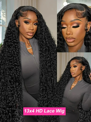 30 40 Inch 250 Density Curly 13x6 HD Transparent Lace Frontal Wigs Glueless 5x5 Closure Human Hair Deep Wave 13x4 Lace Front Wig