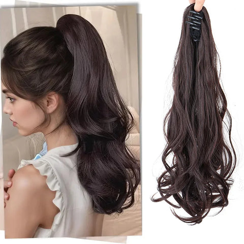 Synthetic Long Curly Ponytail Hair Extension Accessories Claw Clip Black Brown Hair Ponytail Wigs for Women