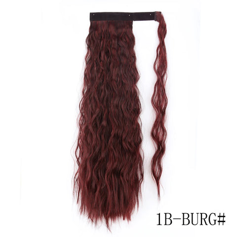 LISI GIRL Synthetic Hair 22''34'' Long Straight Ponytail Wrap Around Ponytail Clip in Hair Extensions Black Hairpiece Headwear