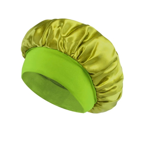 1pc Women's Solid Color Satin Wide-Brimmed Shower Cap, Suitable for Daily Use Silk Bonnet Satin Bonnet Shower Cap