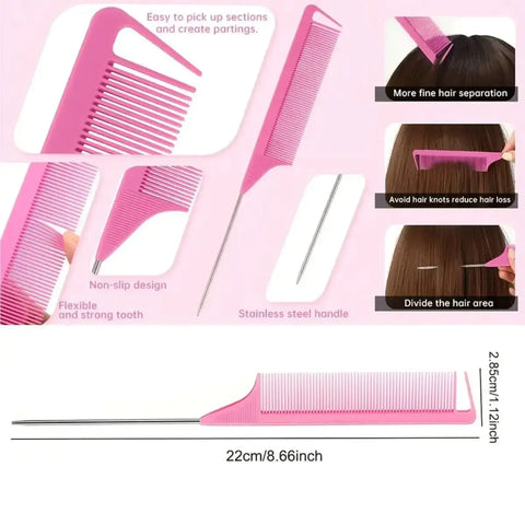3pcs styling comb set teasing comb triple teasing comb mouse tail comb edge brushing hair tail tool，Special for real hair wigs