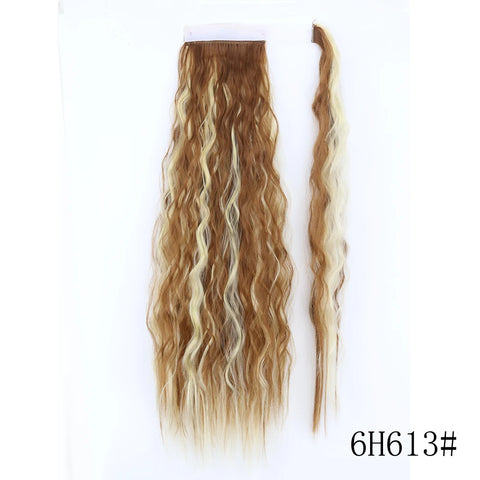 LISI GIRL Synthetic Hair 22''34'' Long Straight Ponytail Wrap Around Ponytail Clip in Hair Extensions Black Hairpiece Headwear