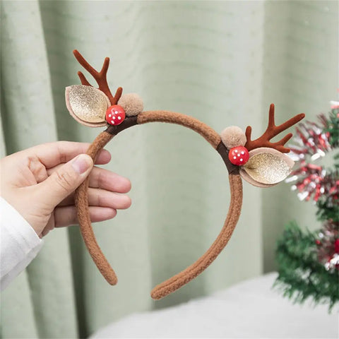 Christmas Hair Hoop Antler Christmas Headwear Hair Band Fashion Red Winter Plush Cute Headband Hair Clip New Hair Accessories