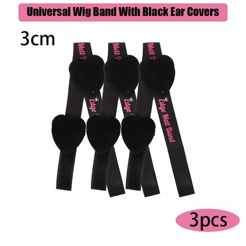 2.5Cm 3Cm 3.5Cm 4Cm Wig Elastic Band With Ear Protector Black Lace Melting Band For Laying Edges Down Adjustable Band 1Pcs 3Pcs