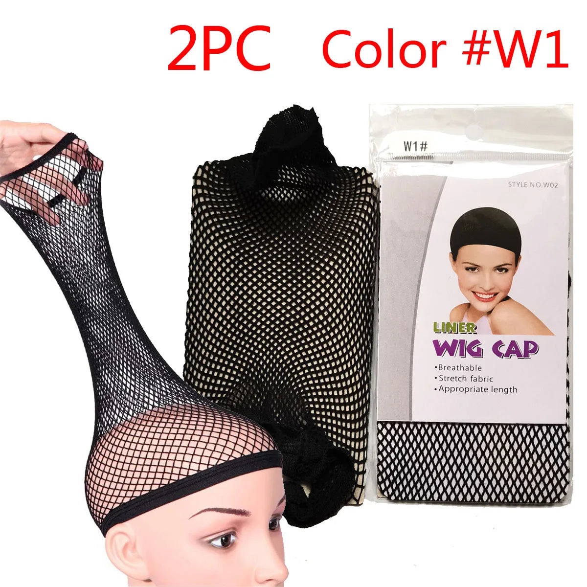 2 Pieces Hair Nets Open/Close Ended Wig Cap Mesh Stocking Caps Weaving Wig Hairnet for Women