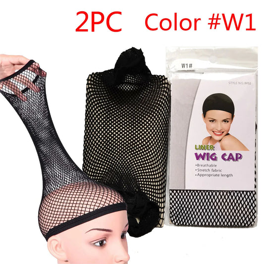 2 Pieces Hair Nets Open/Close Ended Wig Cap Mesh Stocking Caps Weaving Wig Hairnet for Women