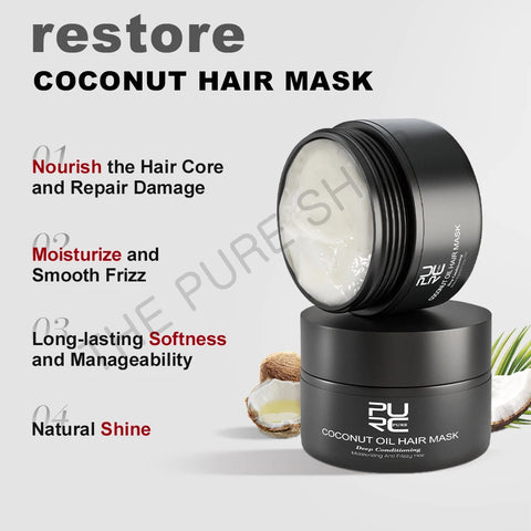 PURC Coconut Oil Hair Mask Smoothing Straightening Keratin Hair Treatments Nourish Repair Damaged Frizz Masks Hair Care Products