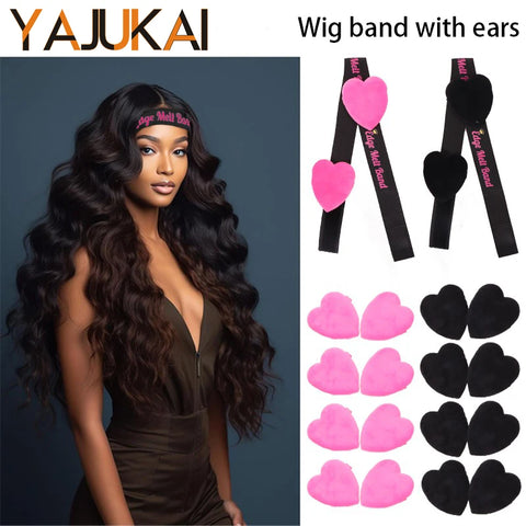 2.5Cm 3Cm 3.5Cm 4Cm Wig Elastic Band With Ear Protector Black Lace Melting Band For Laying Edges Down Adjustable Band 1Pcs 3Pcs