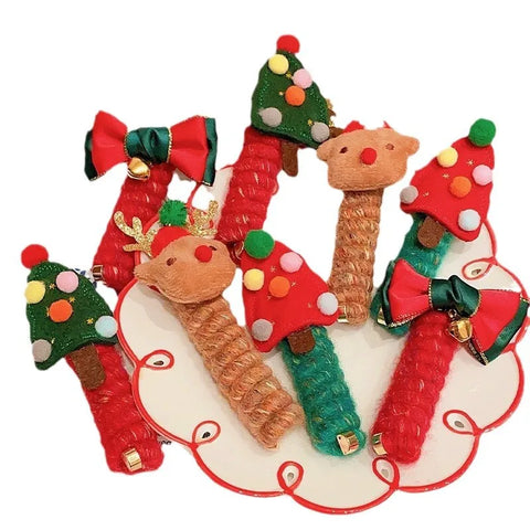 2PCS Hair Ropes Christmas Headwear for Girl Cartoon Elk Deer Tree Kid Cute Party Headband Children Hair Accessory New Year Gift