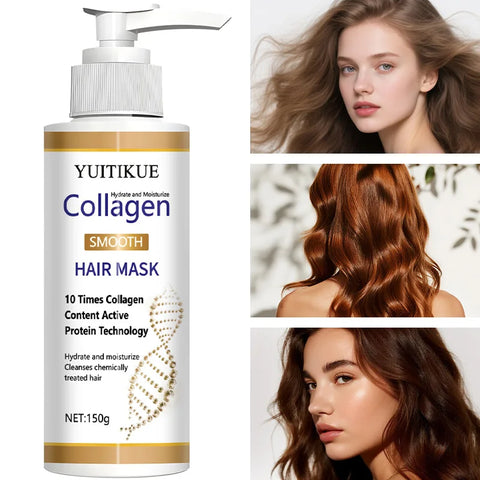 YUITIKUE Collagen Hair Mask - Deeply repairs damaged hair, 72-hour fragrance, oil-free moisture, controls frizz.