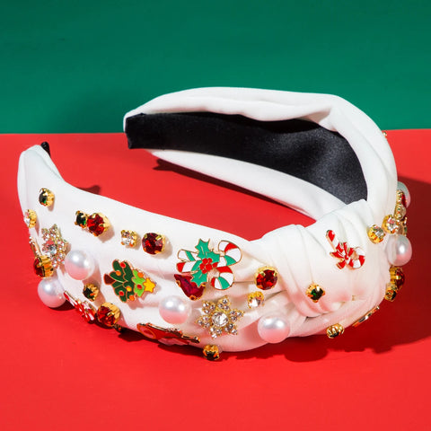 2024 Amazon Cross border European and American Christmas Pearls and Diamonds Santa Claus Accessories Trendy Holiday Headbands