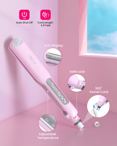 Flat Iron - Fast Heating Ceramic Hair Straightener with 1.4" Wide Floating Board, Adjustable Temperature (210℉-450℉)