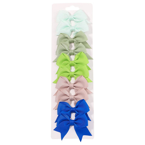 10Pcs/Set New Cute Solid Ribbon Bowknot Hair Clips for Baby Girls Handmade Bows Hairpin Barrettes Headwear Kids Hair Accessories