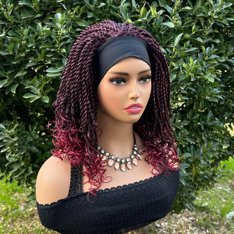 Short Twist Braided Headband Wigs 12Inch Synthetic Braided Wig for Black Women Crochet Twist Box Braids Hair Wigs Extension