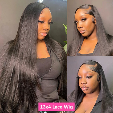 13x4 Lace Front Wigs Human Hair PrePlucked 13x6 Transparent Lace Straight Wig Natural Black Wig Long Hair 4x4 Lace Closure Wigs