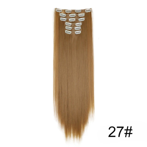 WIGSIN Synthetic 6pcs/set Long Straight Clip-in Hair Extension Invisible Seamless Extension Black Brown Hairpiece for Women