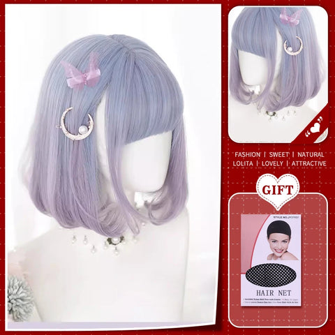 WTB Synthetic Long Straight Hair Black Lolita Wigs with Bangs for Women Fashion Female Cosplay Party Christmas Wigs Multicolor