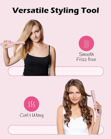 Airflow Curling Iron for Lasting Curls -Ceramic Flat Iron Hair Straightener and Curler 2 in 1, Anti-Scald Curling Wand 1.25 Inch