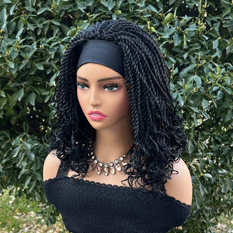 Short Twist Braided Headband Wigs 12Inch Synthetic Braided Wig for Black Women Crochet Twist Box Braids Hair Wigs Extension