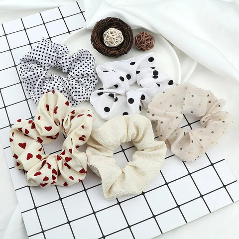 5Pcs/Lot Girl Pink Red Hair Band Accessories Fashion Large Hair Ties Solid Color Elastic Scrunchies For Women Ponytail Hairstyle