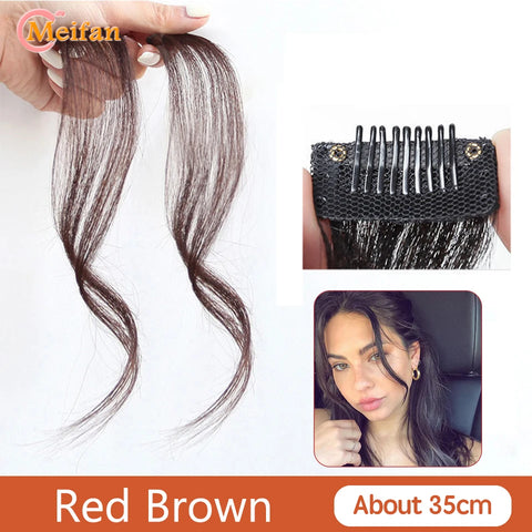 MEIFAN Synthetic Middle Part Topper Hairpiece with Bangs Clip-In Bangs Extension Natural Invisible Clourse Hairpiece for Women