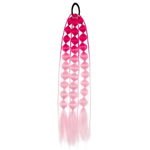 1Pc Synthetic Hair Wig Ponytail Extension Hairpieces Pink Long Lantern Bubble Braid Kinky Straight Women Girl Halloween Costume