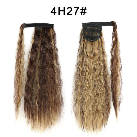 Tereshar Synthetic Corn Wave Ponytail Extension Clip in Long Wavy Curly Wrap Around Pony Tail Heat Resistant Hairpiece for Women