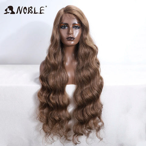 Noble Synthetic Lace Front Wig Long Wavy Side Part Body Wavy Lace Front Wig For Women Lace Front Wig Ombre Blonde Cosplay Wig