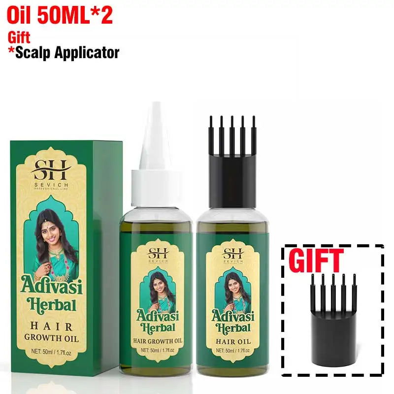 SEVICH Herbal Hair Growth Oil Set Ayurvedic Fast Hair Regrowth Thicken Serum India Adivasi Anti Hair Loss Hair Care Shampoo