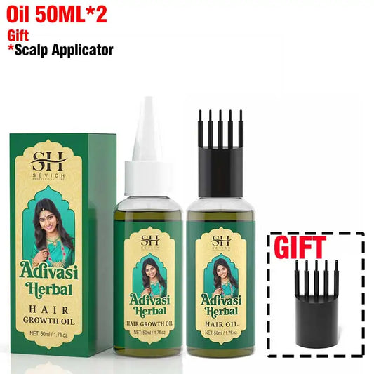 SEVICH Herbal Hair Growth Oil Set Ayurvedic Fast Hair Regrowth Thicken Serum India Adivasi Anti Hair Loss Hair Care Shampoo