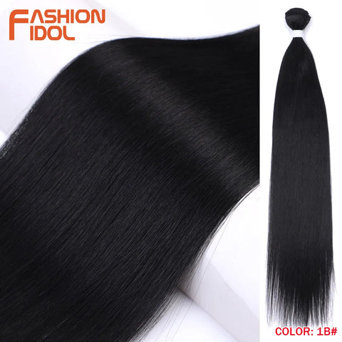 Yaki Straight Hair Extension Salon Natural Synthetic Hair Bundles Colorful High Temperature Fiber Ombre Blonde Fake Hair