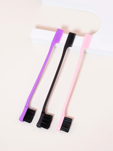 3pcs hair comb eyebrow brush comb double-sided edge control bursh back brush comb, hair styling tool Special for real hair wigs