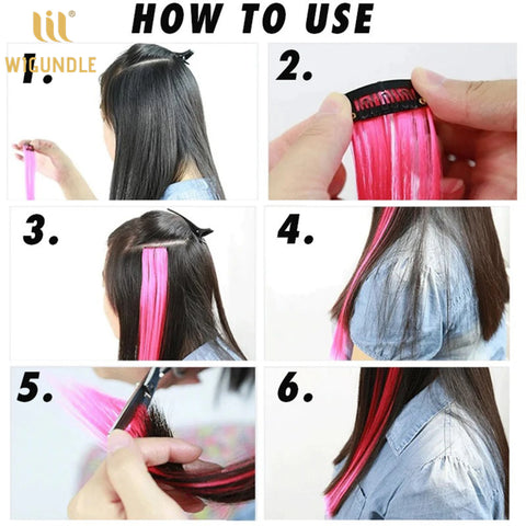 18 Color Clip Style Hair Extensions 22 Inch Color Hair Extensions High Gloss Long Straight Synthetic Wig For Children Women