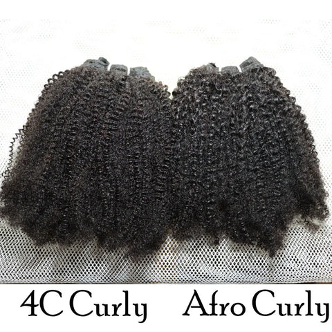 Human Hair Weft Different 4C Afro Kinky Curly Virgin Brazilian Human Hair Extensions Weave Bundles Weaving African Black Women