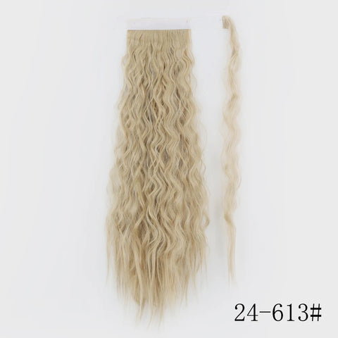 LISI GIRL Synthetic Hair 22''34'' Long Straight Ponytail Wrap Around Ponytail Clip in Hair Extensions Black Hairpiece Headwear