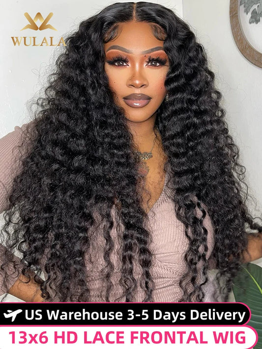 30 40 42 Inch Deep Wave Lace Front Wig 13x6 Hd Lace Frontal Wig 13x4 Curly Human Hair Wigs For Women 4x4 5x5 360 PrePlucked Lace