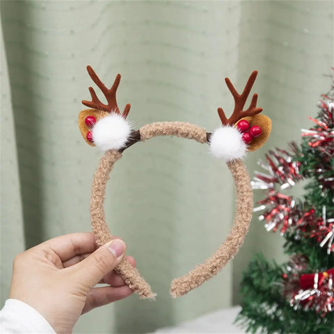 Christmas Hair Hoop Antler Christmas Headwear Hair Band Fashion Red Winter Plush Cute Headband Hair Clip New Hair Accessories