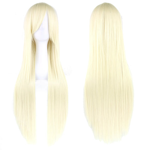 Soowee Long Synthetic Hair White Purple Cosplay Wigs Party Black Hair Straight Wig Hairpiece for Women