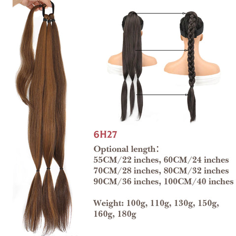 22-40 inch synthetic braided braided ponytail wig woman elastic rubber band fake ponytail hair extension wrapped around ponytail