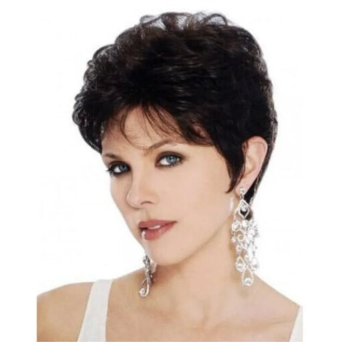Natural Breathable Hair Extensions Synthetic Middle & Old Age Women Wigs Fashion Gray Head Cover Ladies Short Curl Wig Hat