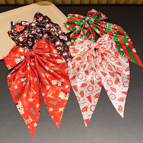 Girls Multicolor Bowknot Hair Clips Christmas Elements Hairpins with Snowflake Santa Claus Reindeer Designs for Holiday Gift